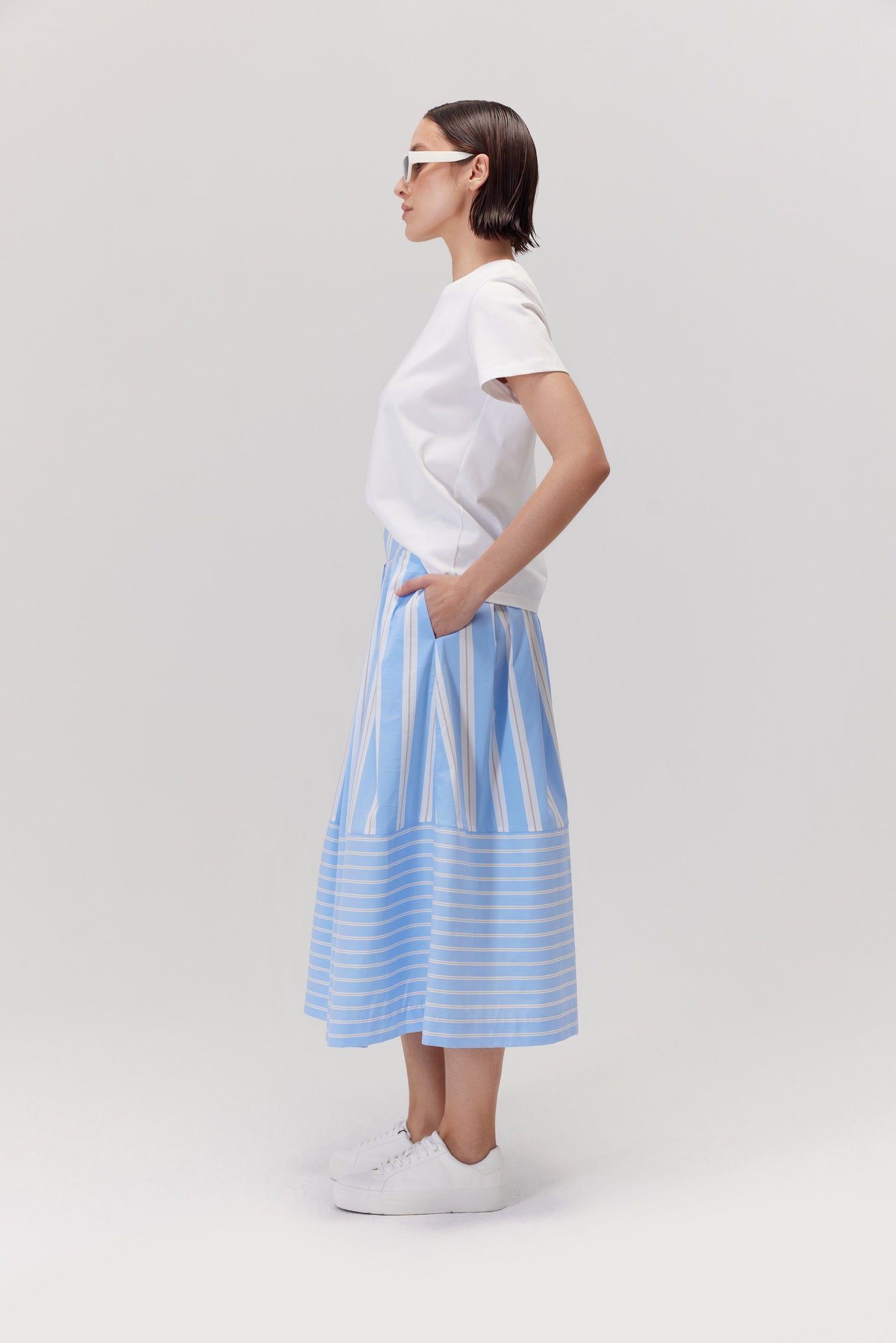 Alanis Striped Cotton Skirt