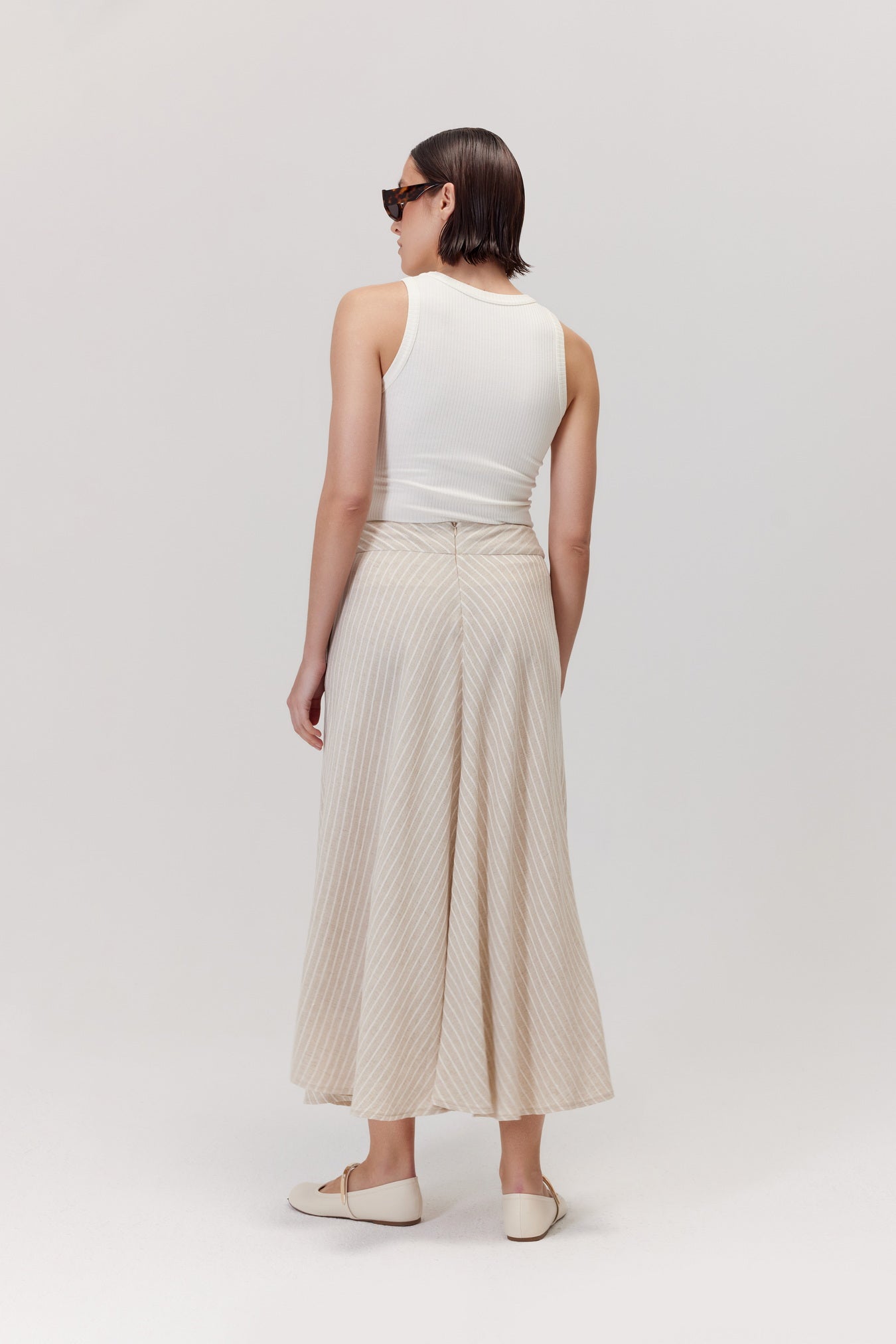 Sigma Beige Viscose And Linen Skirt