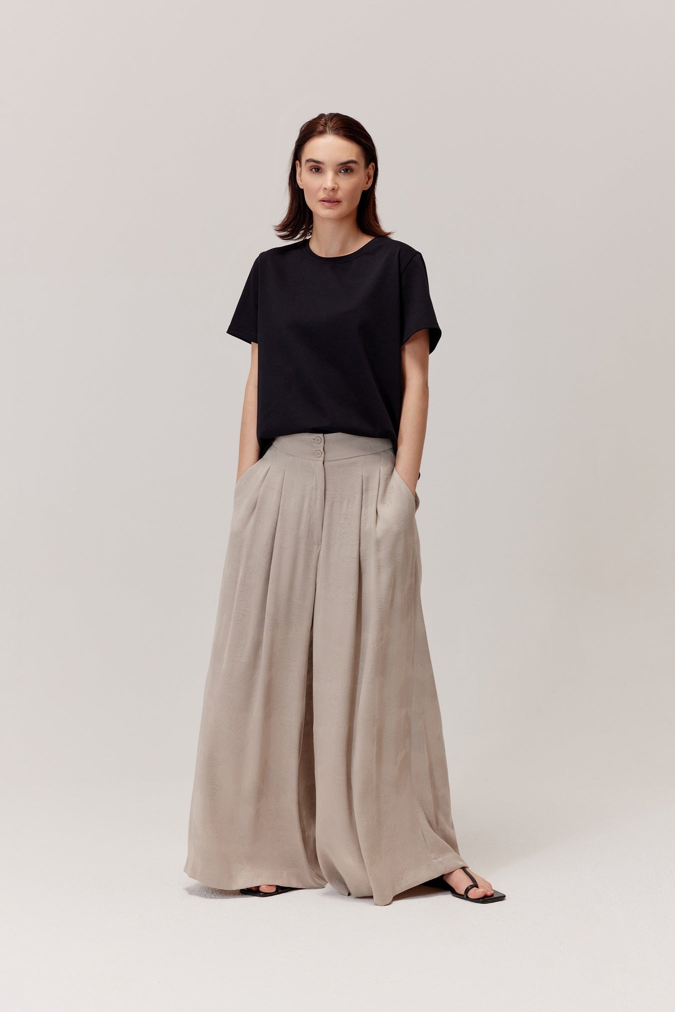 Flam Beige Viscose And Lyocell Trousers