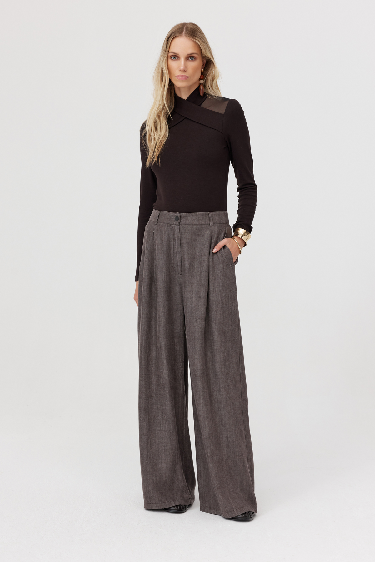Voga Brown Viscose Blouse