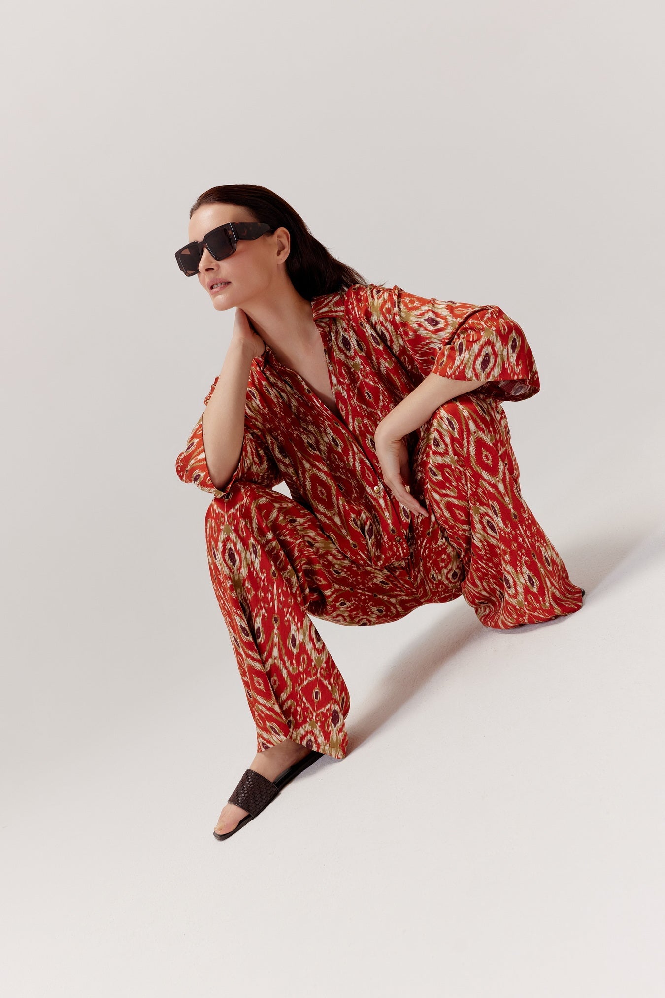 Azteco Ethnic Pattern Blouse, Red