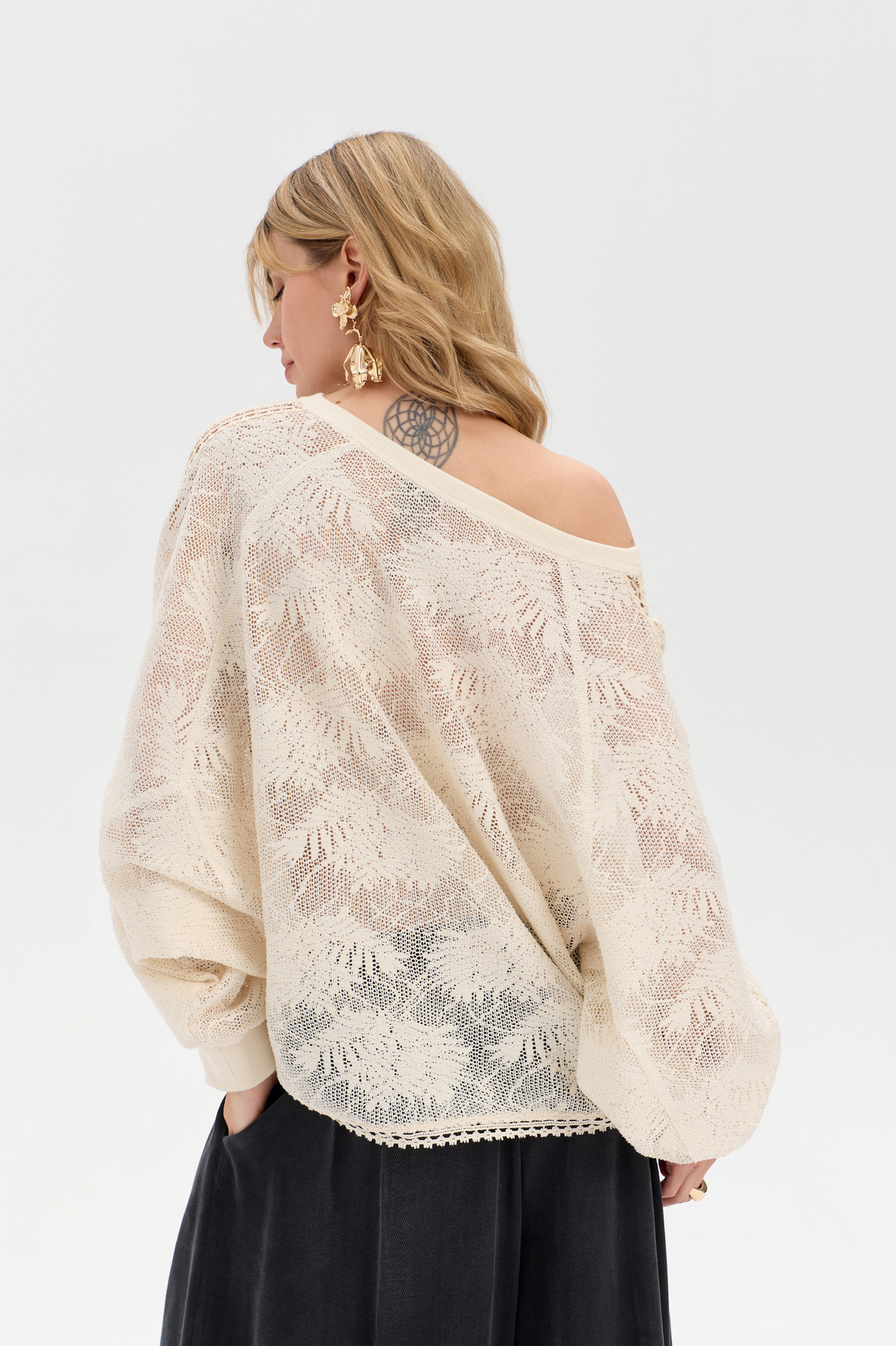 Khushi Ecru Openwork Blouse