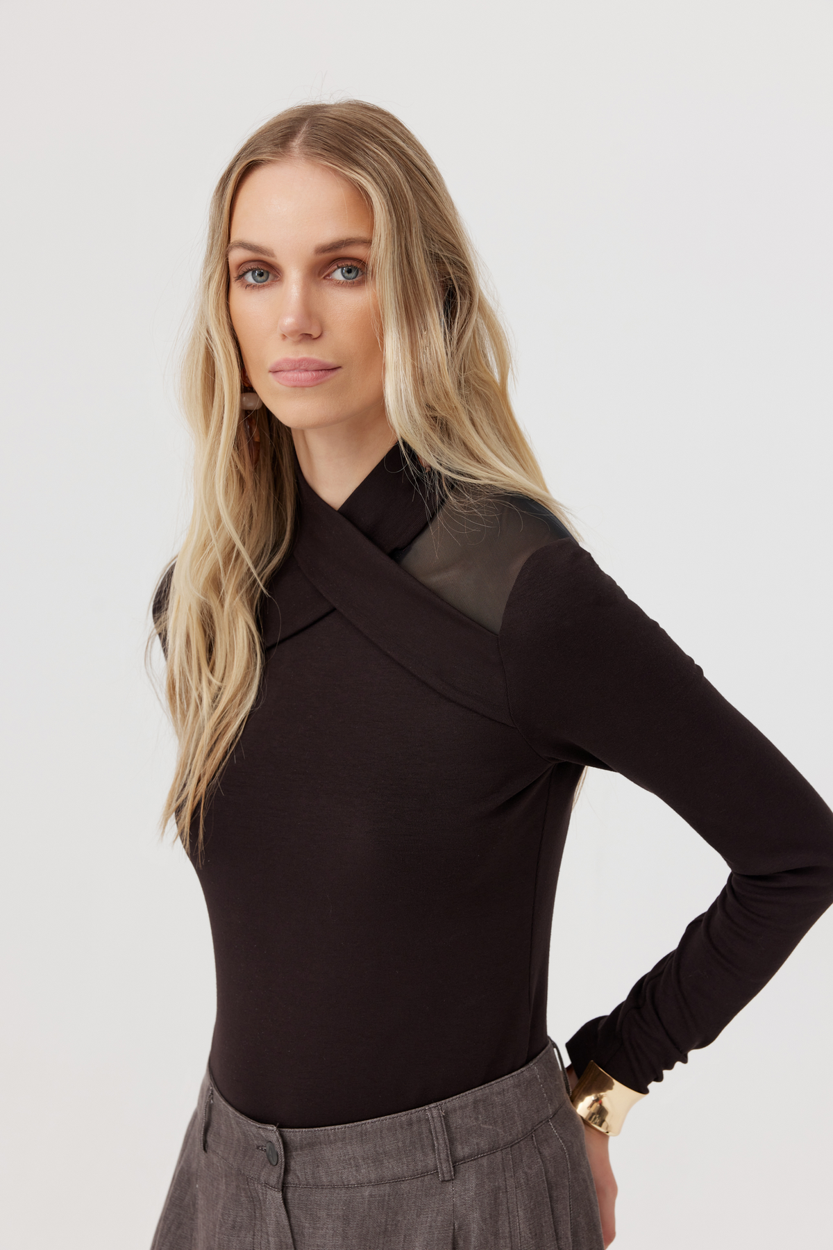 Voga Brown Viscose Blouse