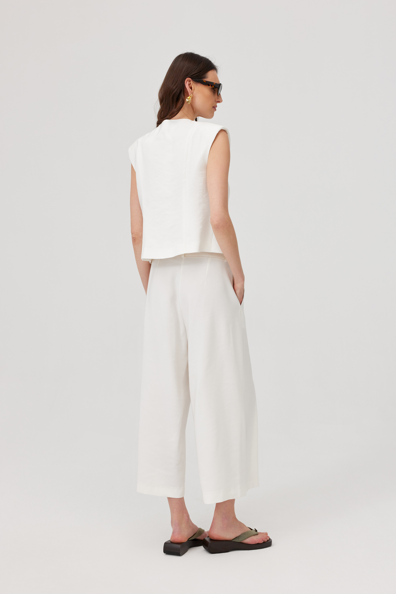 Sultan White Wide-Leg Trousers