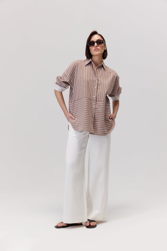 Arte Shirt With Beige Stripes