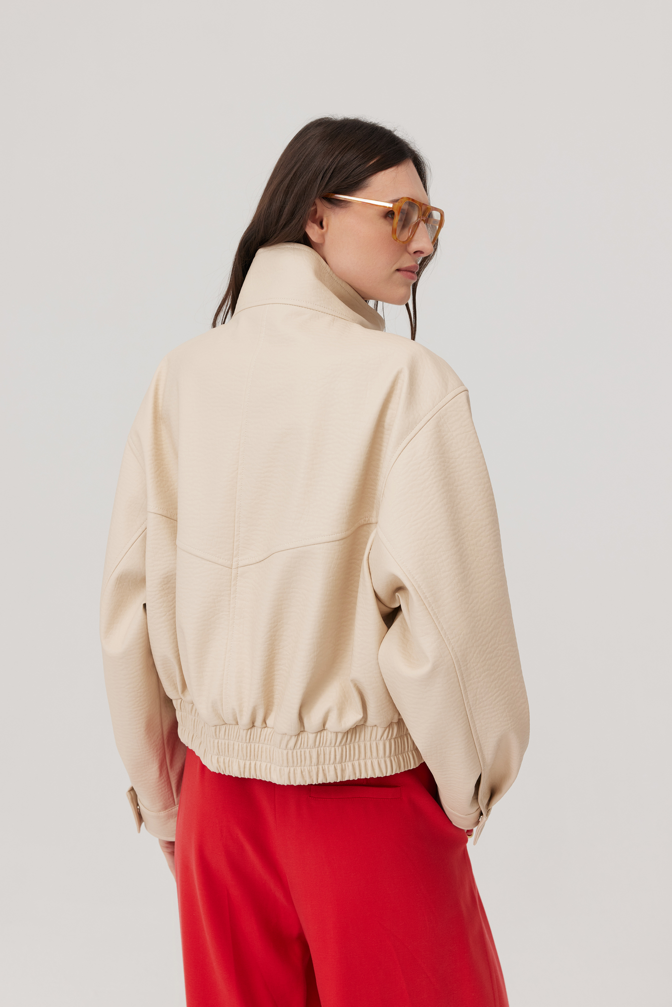 Haley Eco-Leather Jacket In Beige