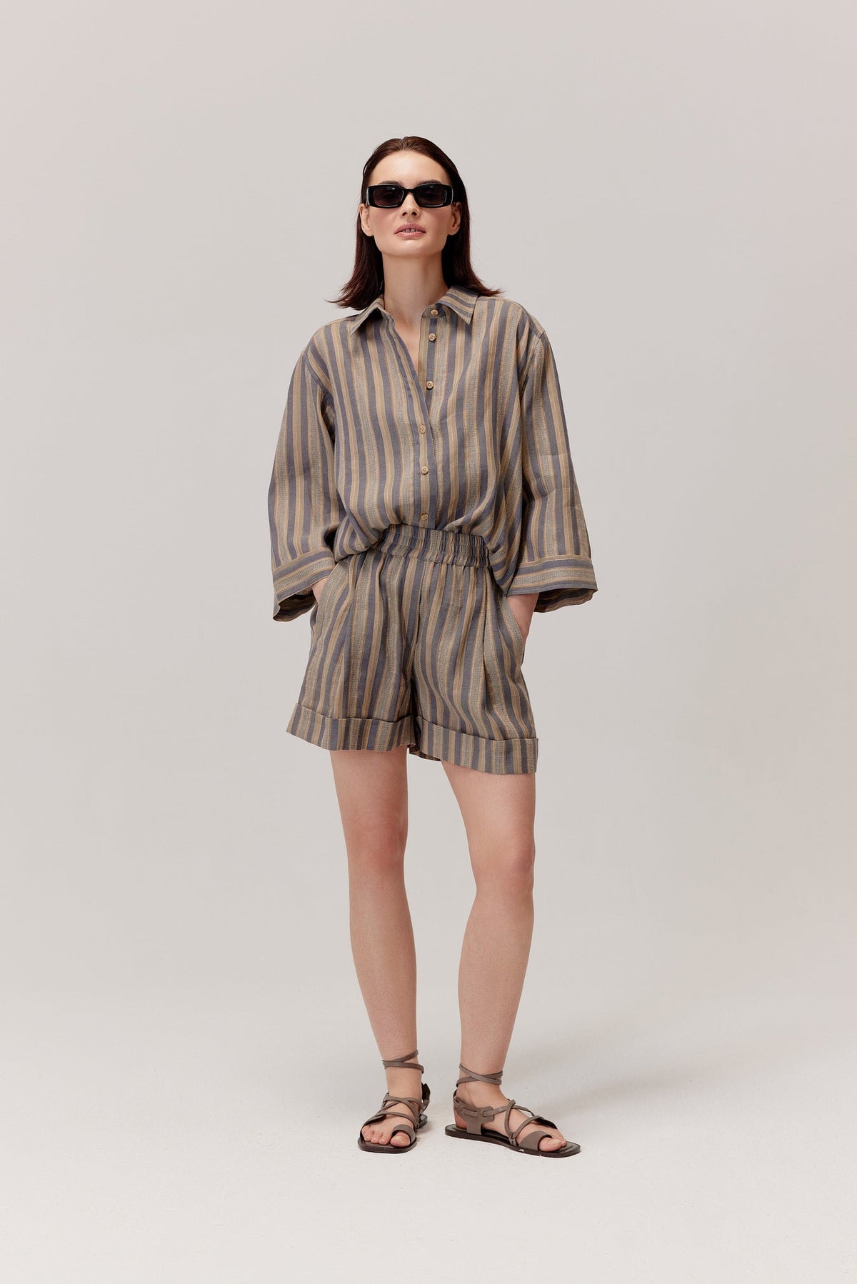 Nebo Striped Linen Shorts
