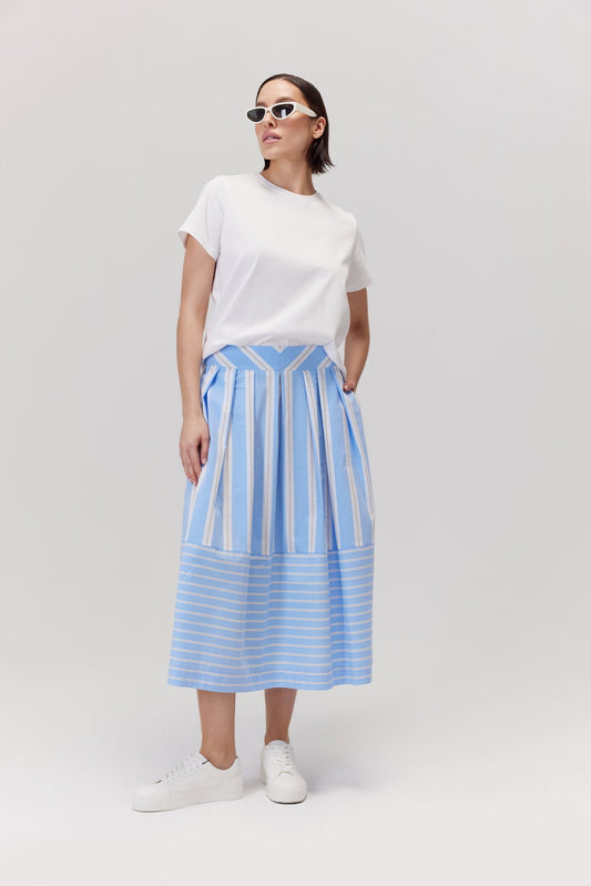 Alanis Striped Cotton Skirt