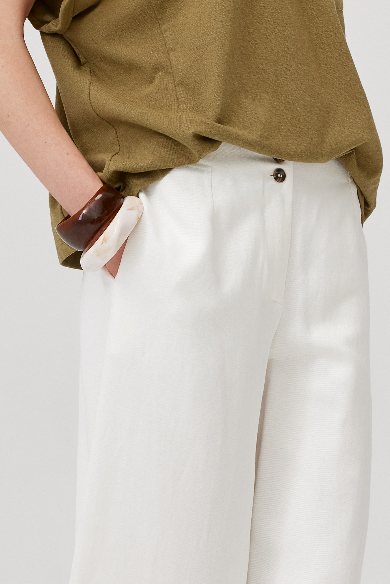 Filo White Linen Trousers