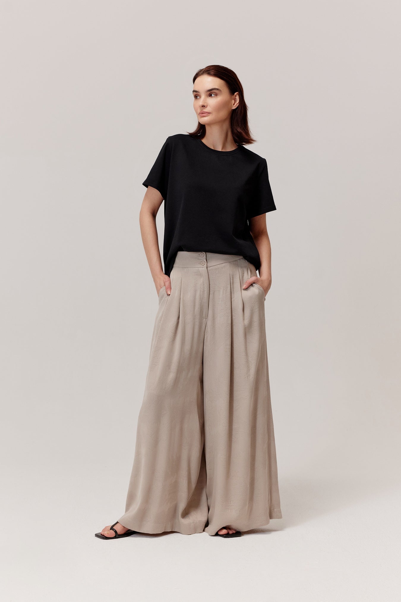 Flam Beige Viscose And Lyocell Trousers