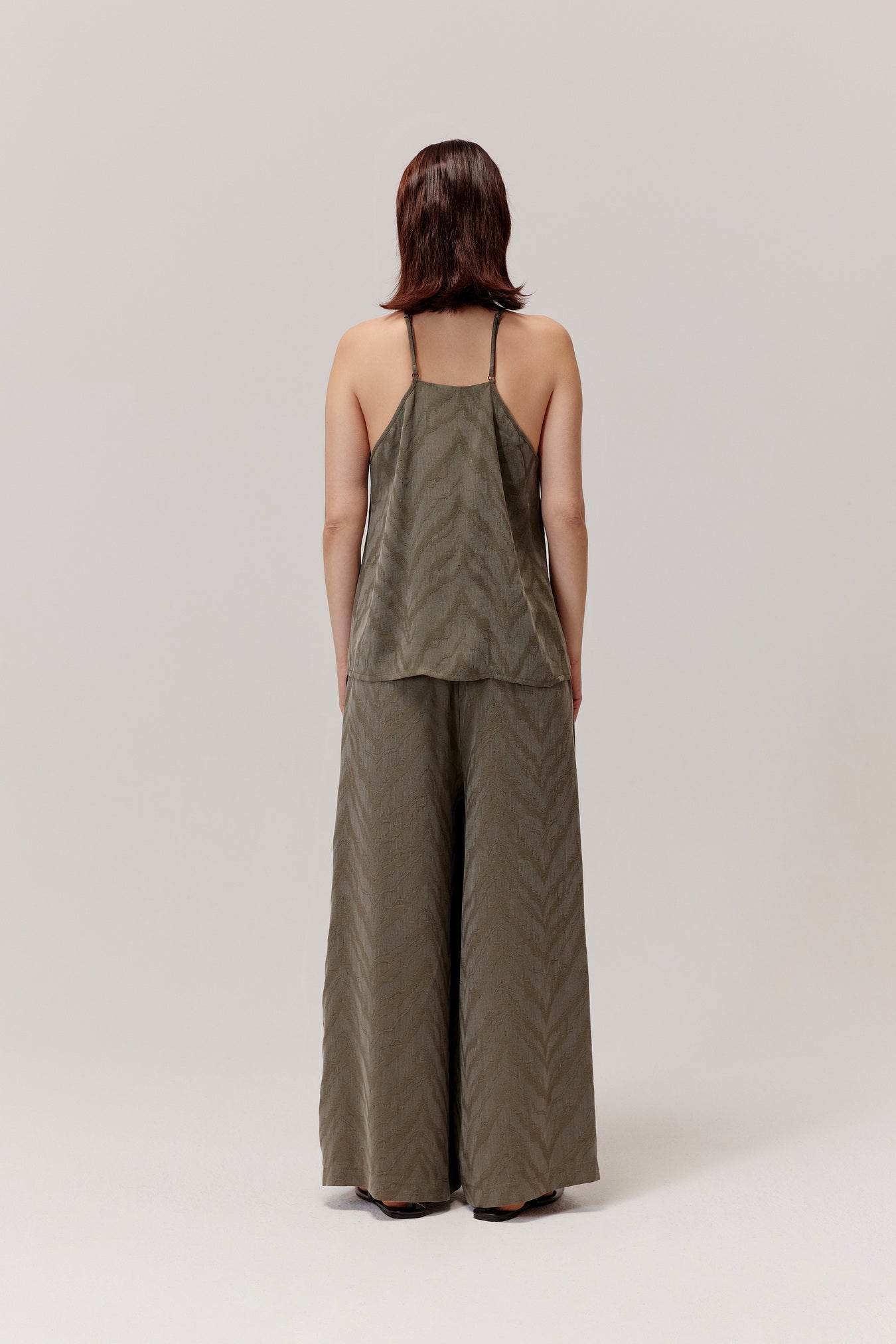 Flam Olive Viscose And Lyocell Trousers