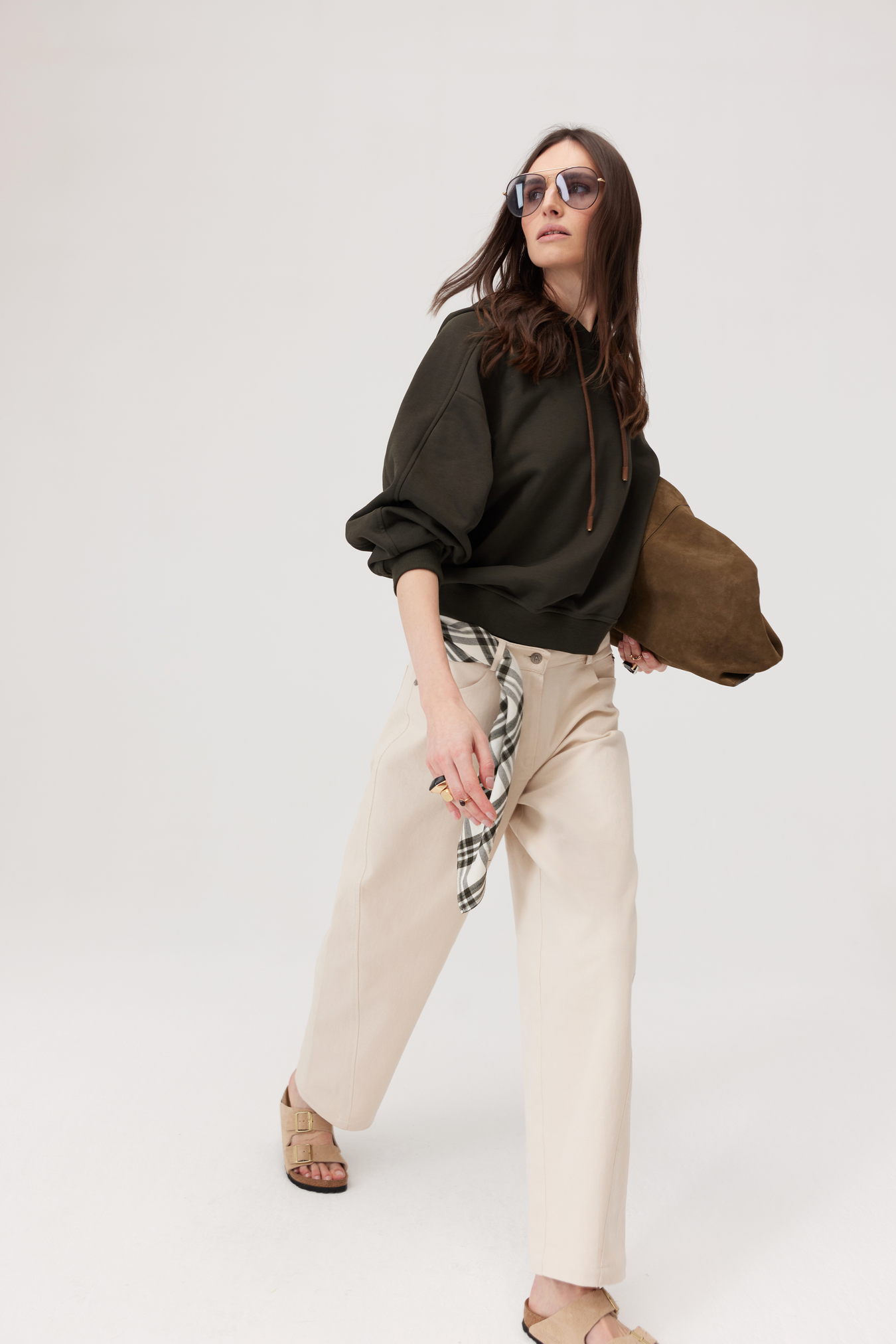 Balloon Trousers Hooks Beige