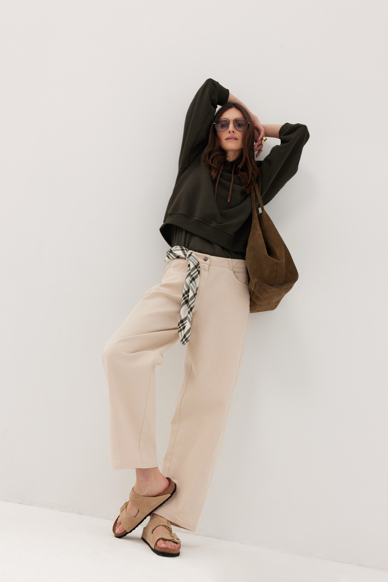 Balloon Trousers Hooks Beige
