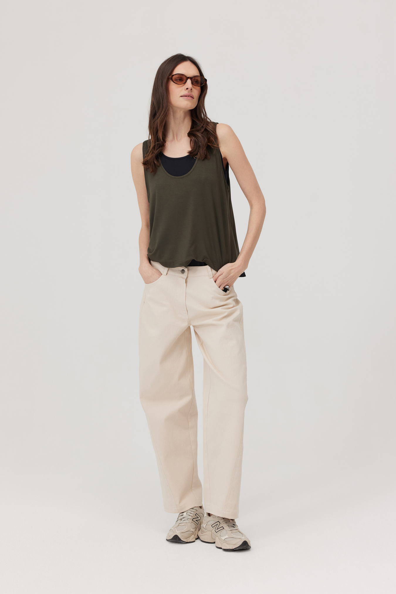 Balloon Trousers Hooks Beige