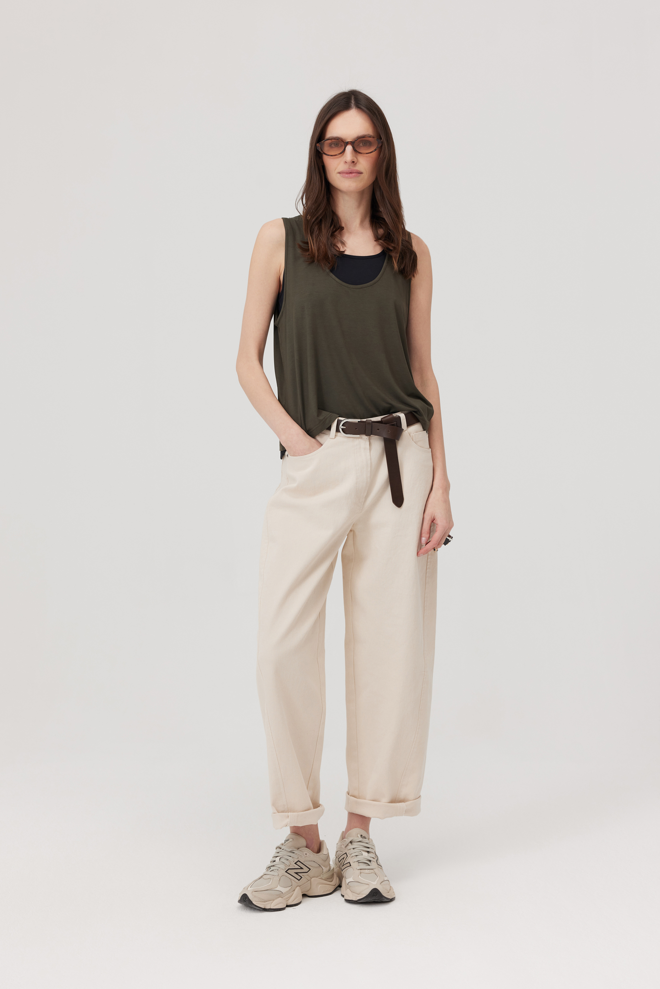 Balloon Trousers Hooks Beige