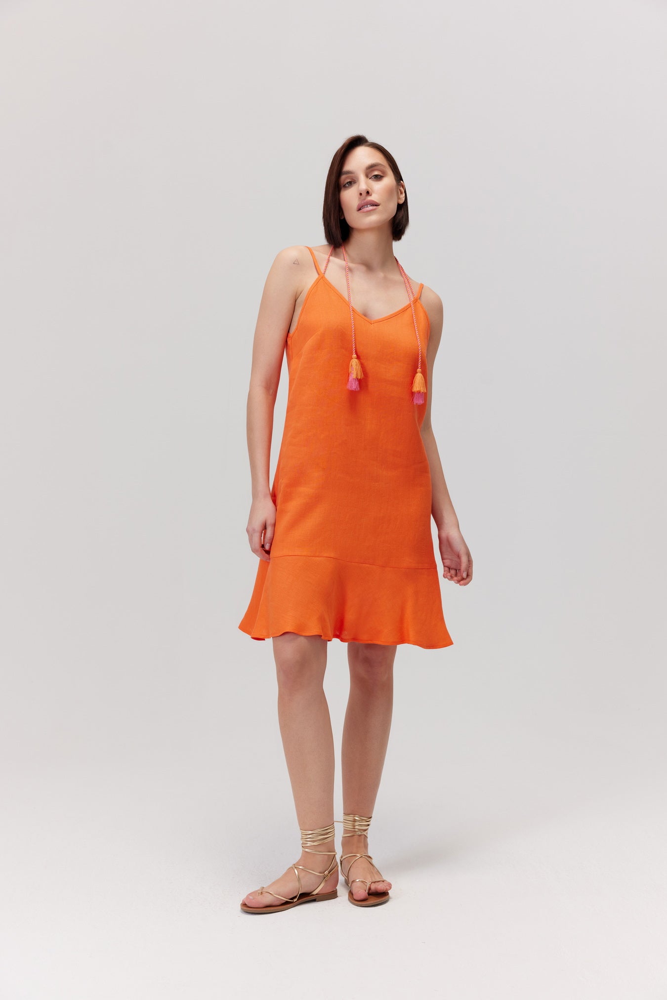 Mandari Orange Linen Dress