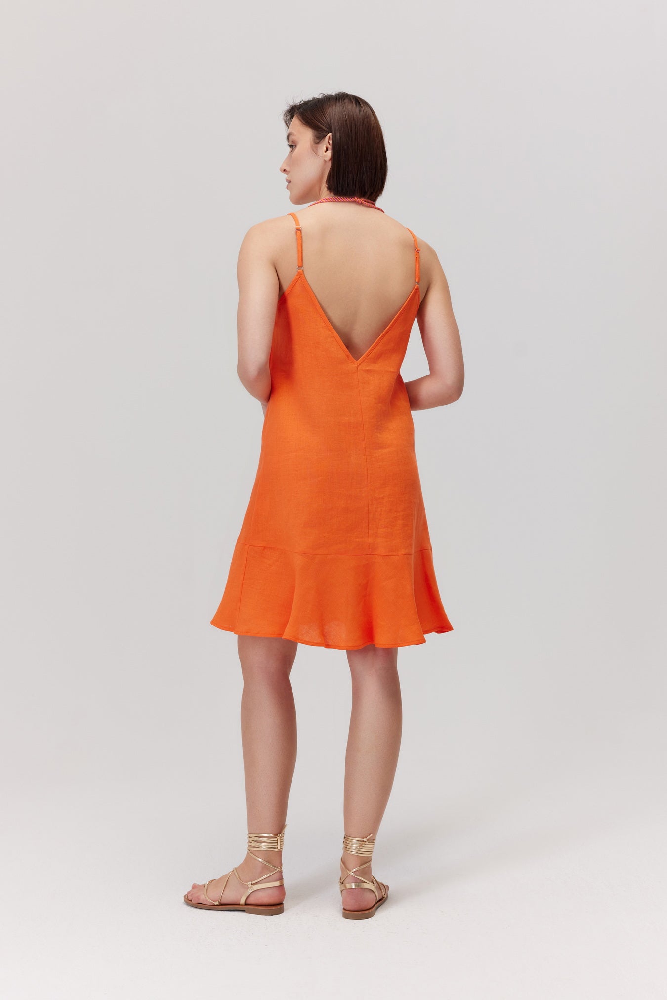 Mandari Orange Linen Dress