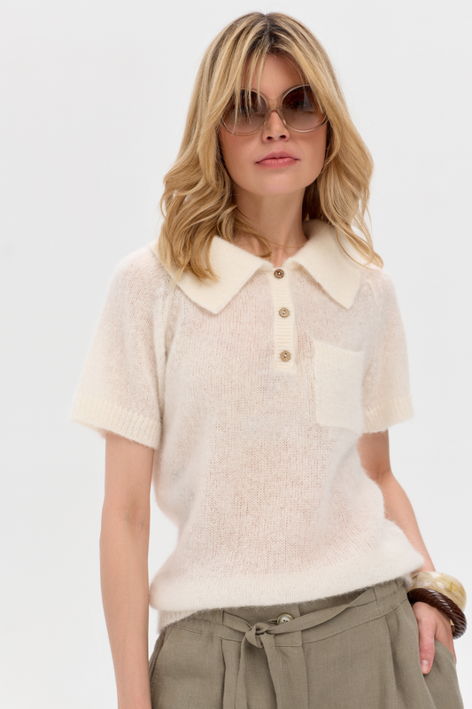 Clod Ecru Alpaca Polo Sweater