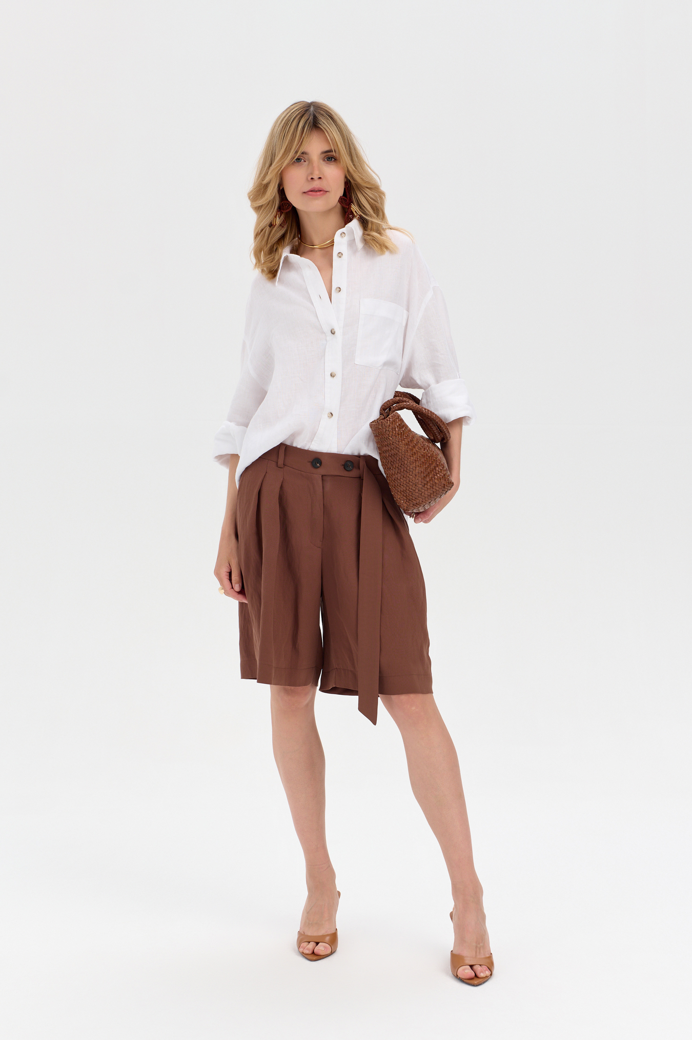 Enzo Knee-Length Shorts, Brown