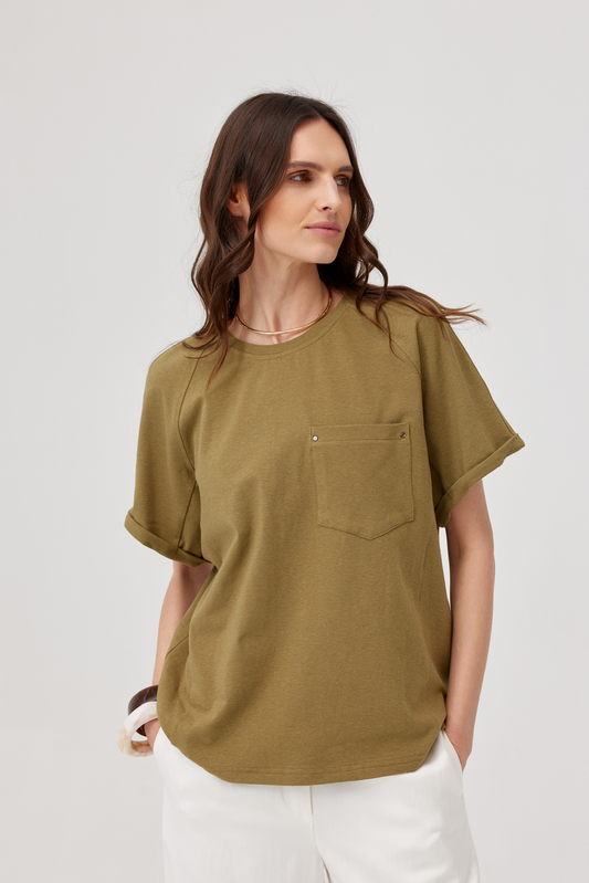 Foster Linen T-Shirt Olive