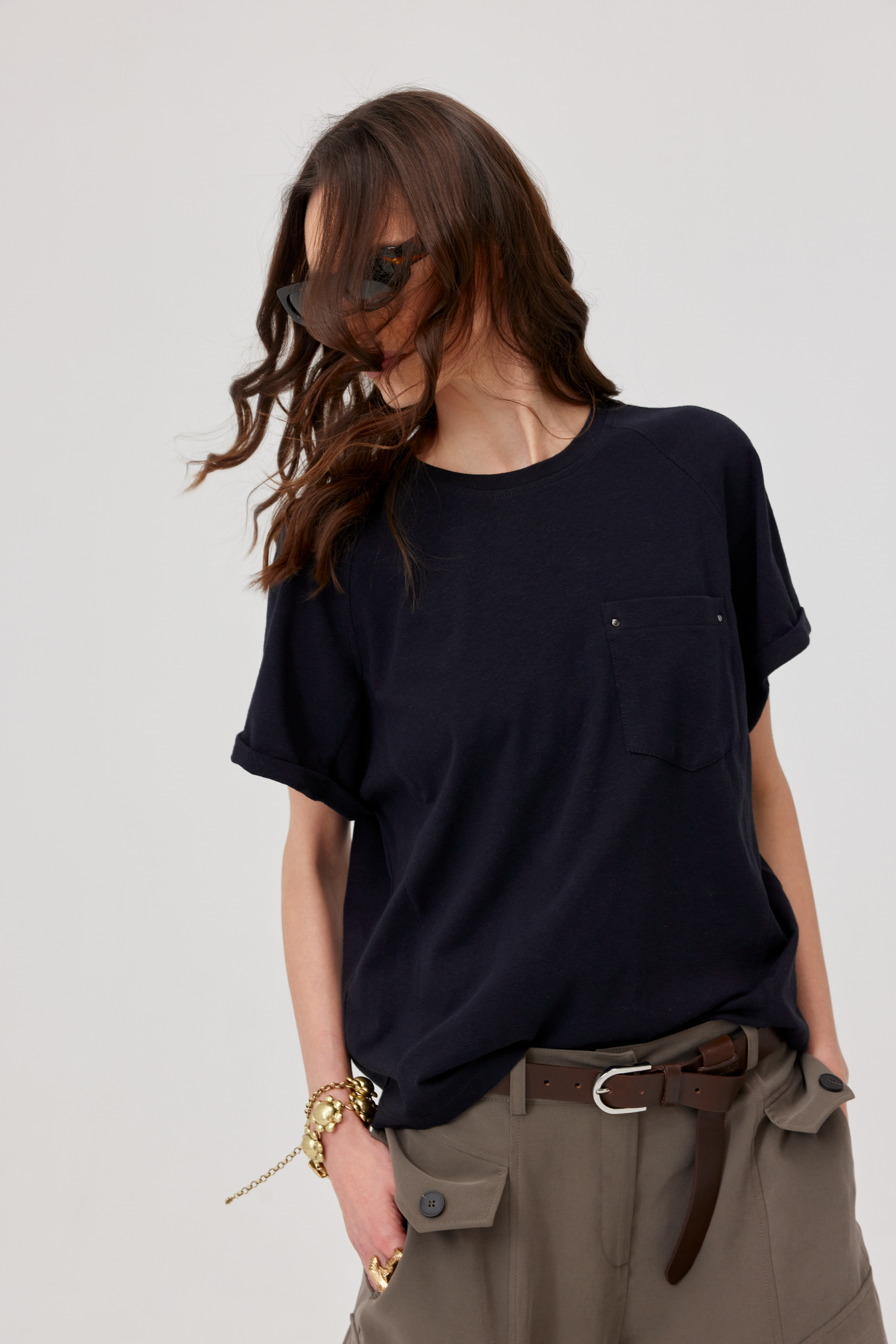 Foster Black Linen T-Shirt
