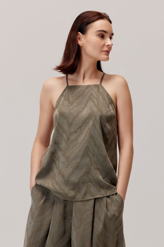 Flam Viscose And Lyocell Top Olive
