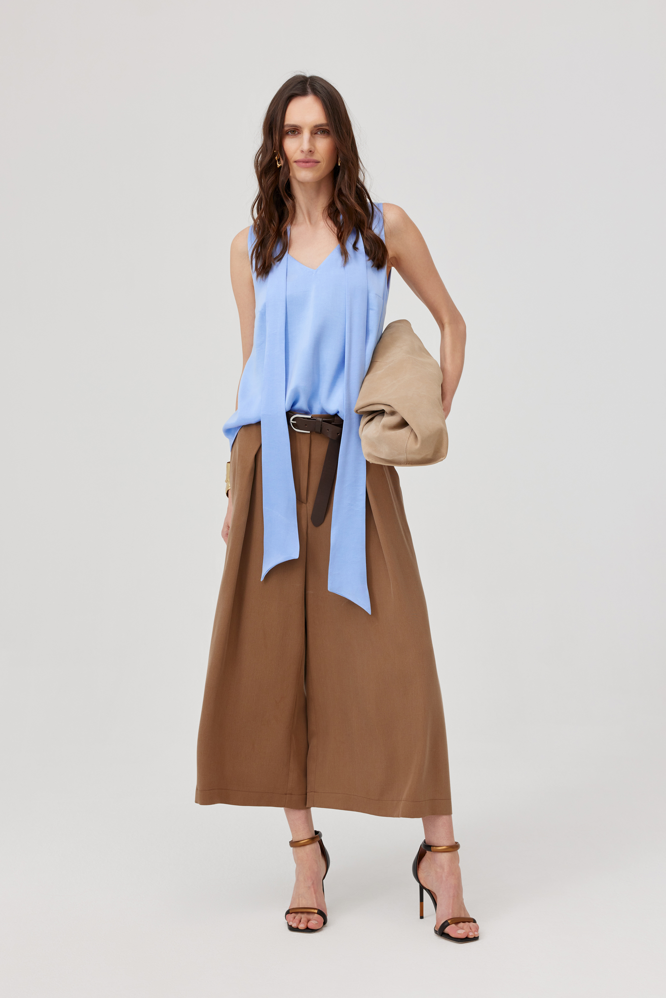 Ice Blue Tie-Front Top