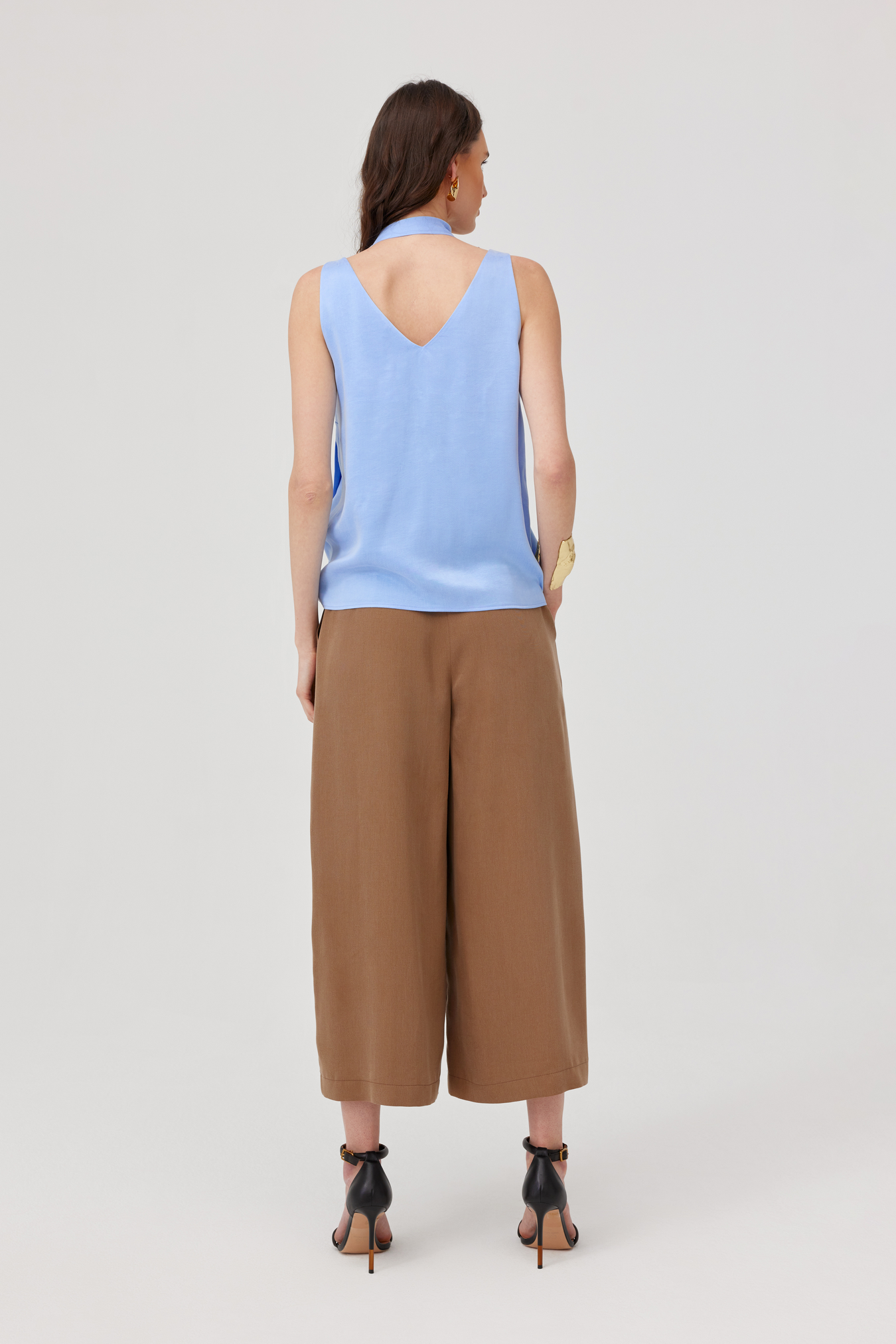 Ice Blue Tie-Front Top