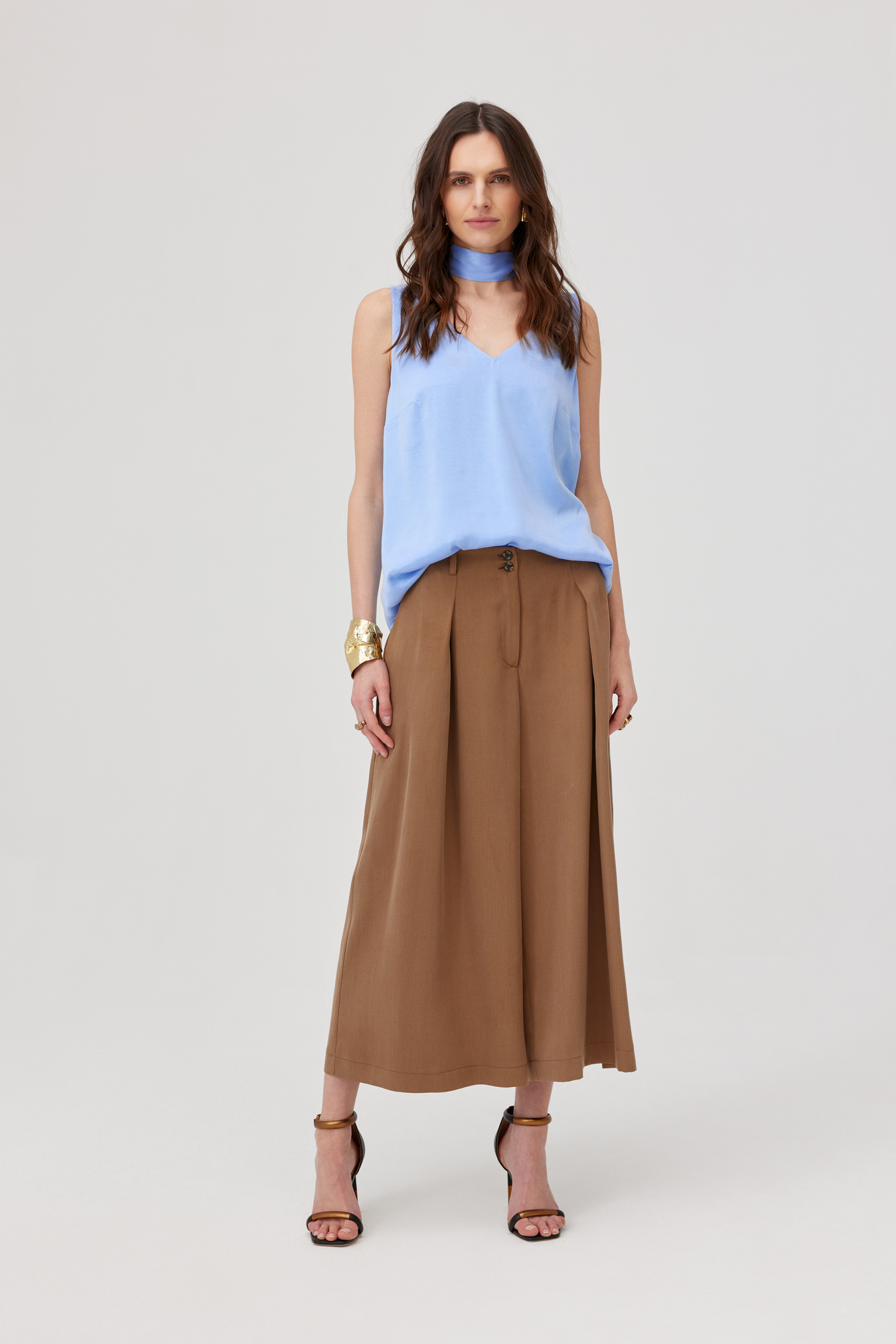 Ice Blue Tie-Front Top