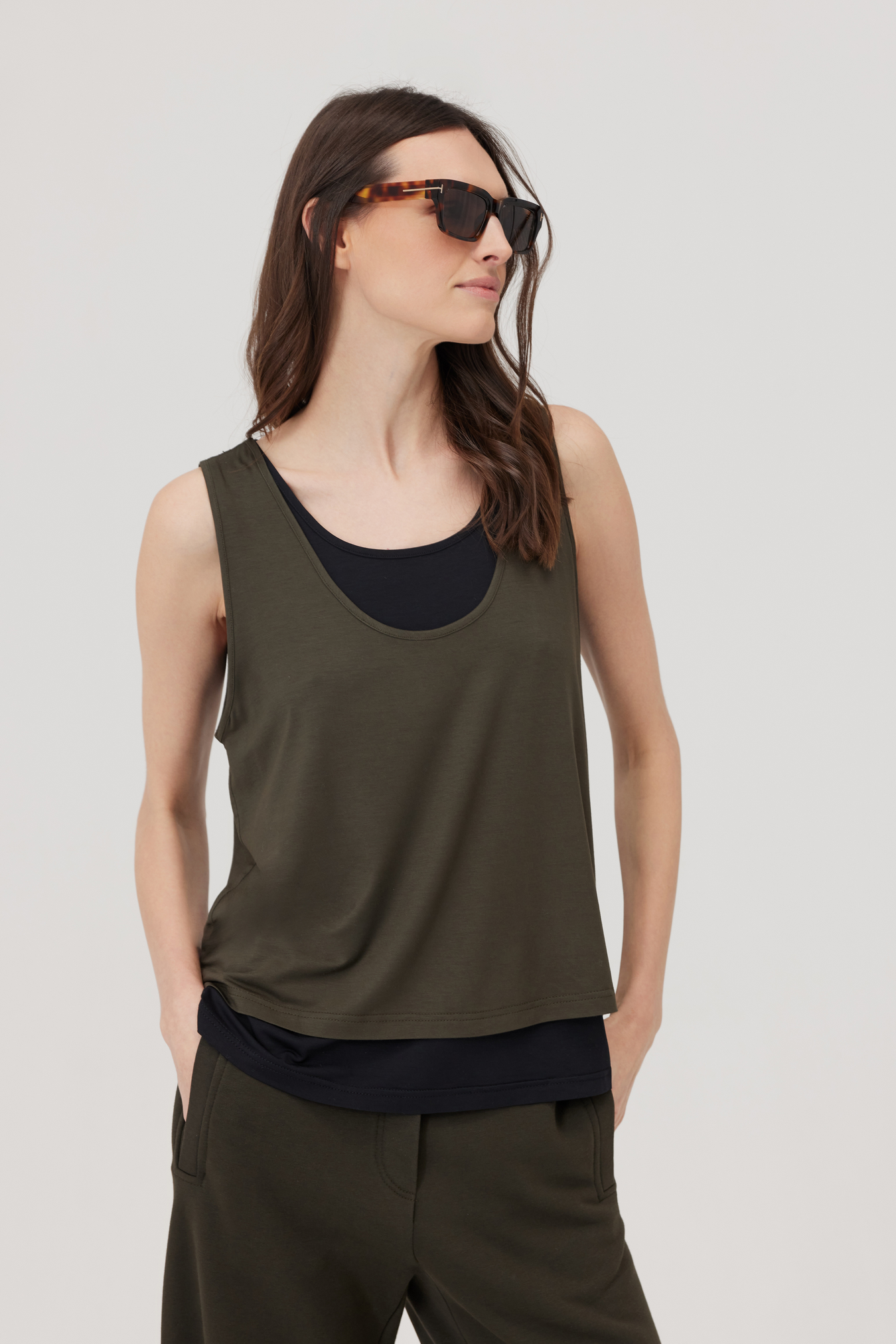 Lag Khaki Double-Layer Top