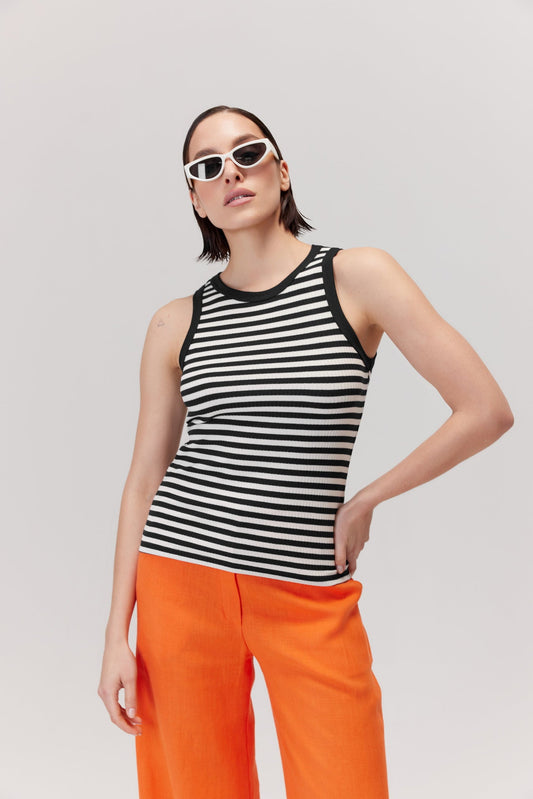 Neso Top With Navy Blue Stripes